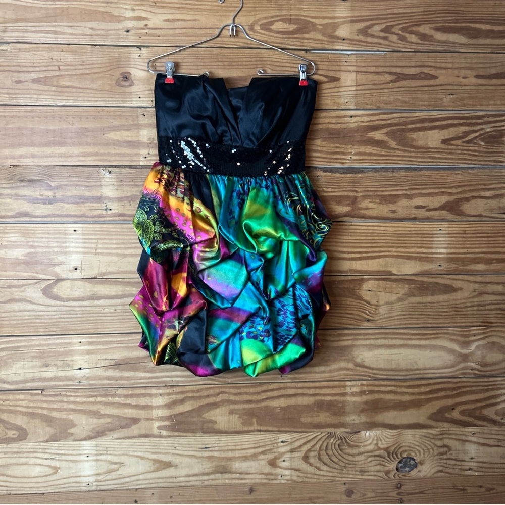 Studio Y Black And Multicolor Strapless Dress - image 1
